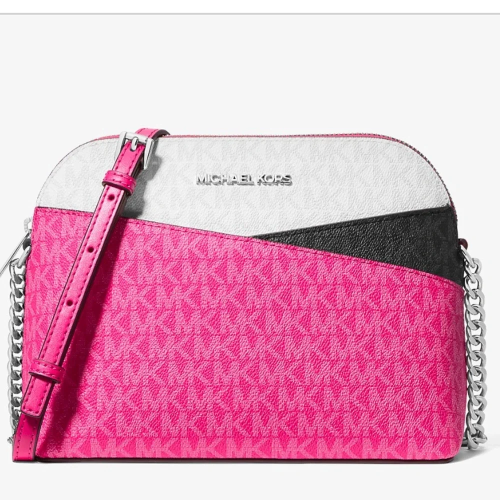 Michael Kors Medium Signature Logo Color Block Dome Crossbody Bag DRAGON…